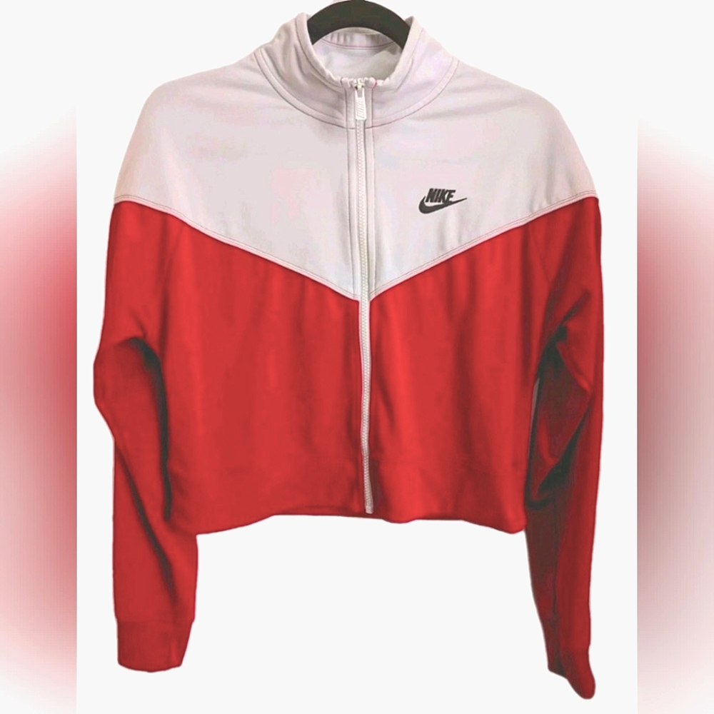 Nike Cropped Track Jacket Size M Colorblock Lightweight Mock Neck Full Zip